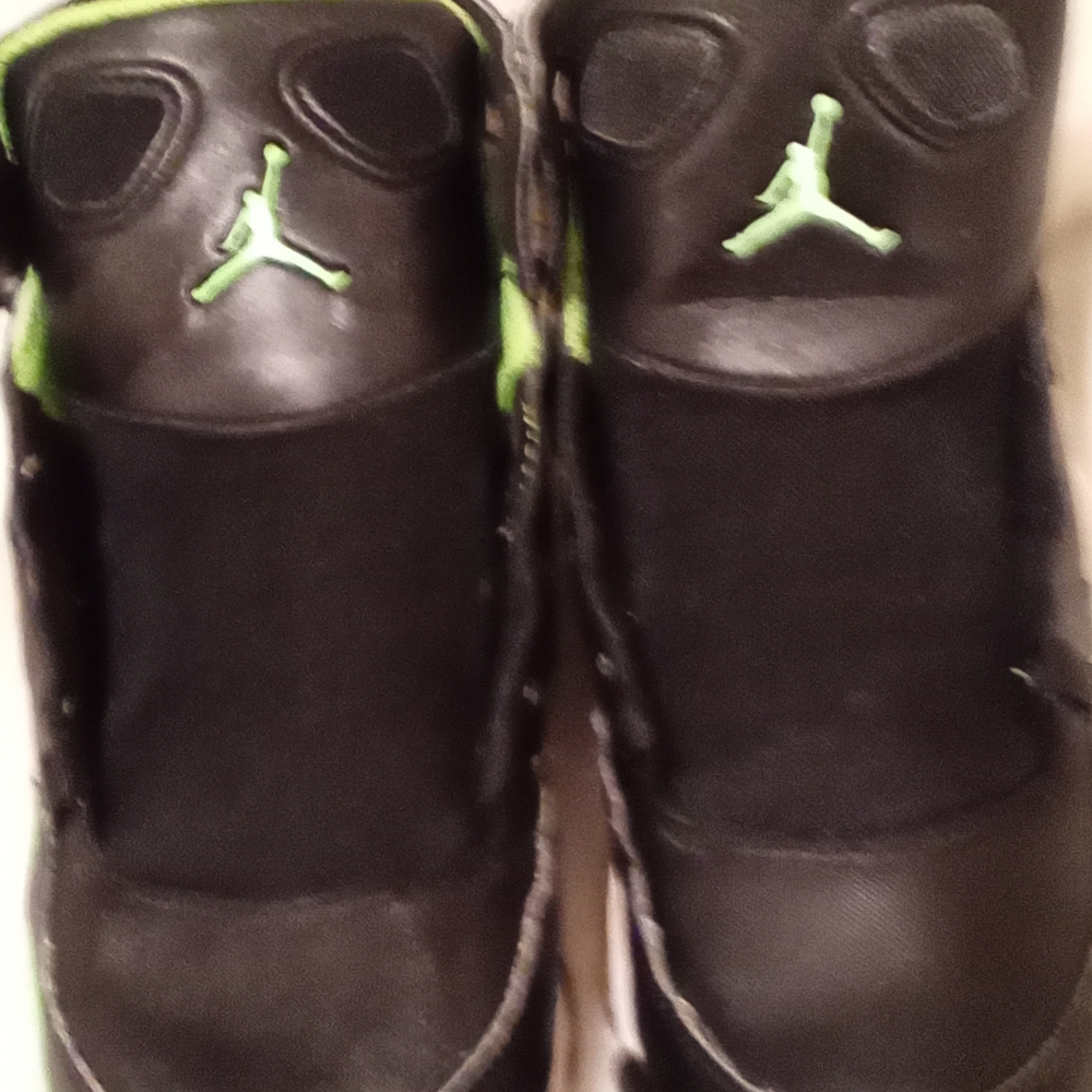 Jordan Kids Black and Neon Green Sneakers - Picture 2 of 9
